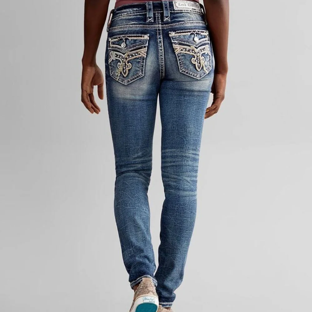 ❤️NeW!❤️ ROCK REVIVAL ASH ROSE MID-RISE EMBROIDERED SKINNY STRETCH JEANS SIZE 28